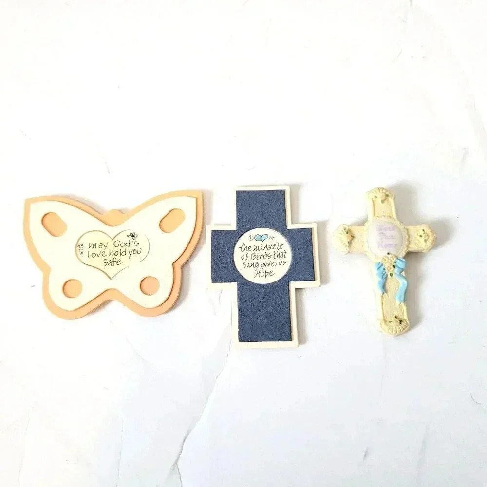 Refrigerator Magnets Religious Lot of 3 Bless This Home Cross Gods Love